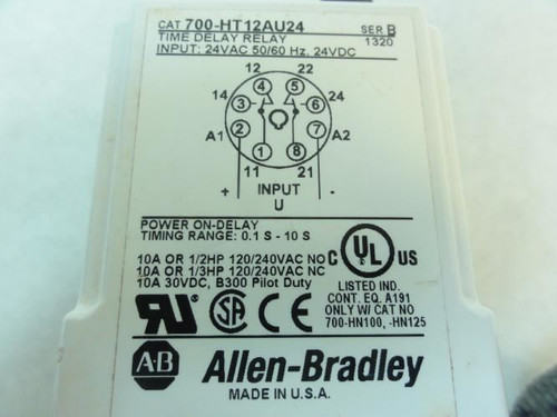 Allen-Bradley 700-HT12AU24; Time Delay Relay; IN: 24VAC/DC