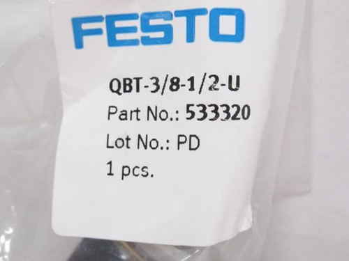 Festo QBT-3/8-1/2-U; Air Tee Fitting 533320 1/2" PTC x 3/8NPT