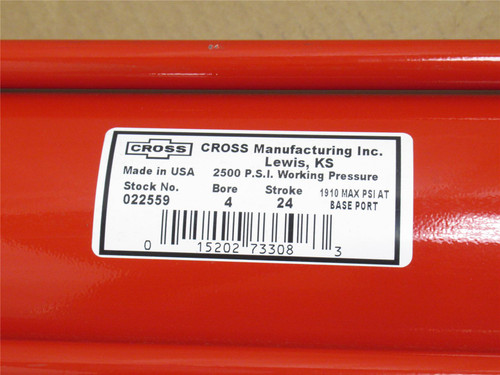 Cross 22559; Hydraulic Cylinder; 4"ID x 24" Stk; 1-1/2" Rod