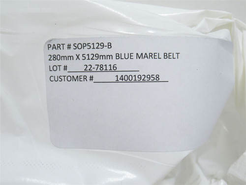 Marel SOP5129-B; Blue Conveyor Belt 280mm Wide; 5129mm Long