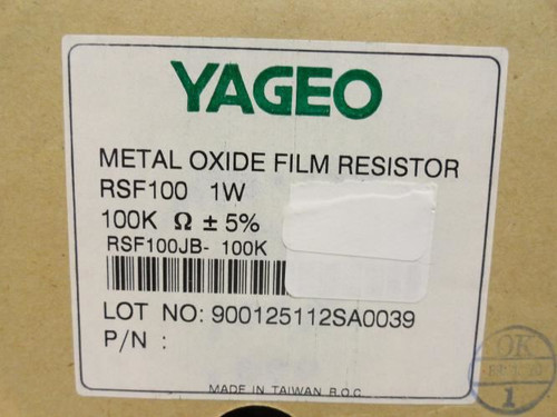 Yageo RSF100JB-73-100K; Bag-100 Resistors 1W @ 100 kOhm �5%