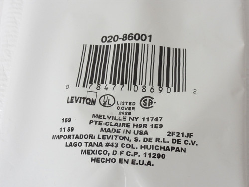 Leviton 020-86001; Lot-6 Toggle Switch Wallplates; 1-Gang