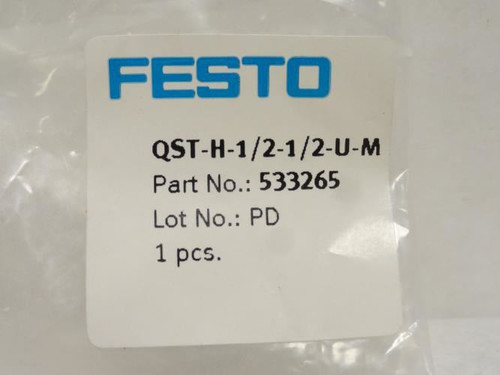 Festo QST-H-1/2-1/2-U-M; T-Fitting 533265; 1/2"Tube x 1/2 NPT