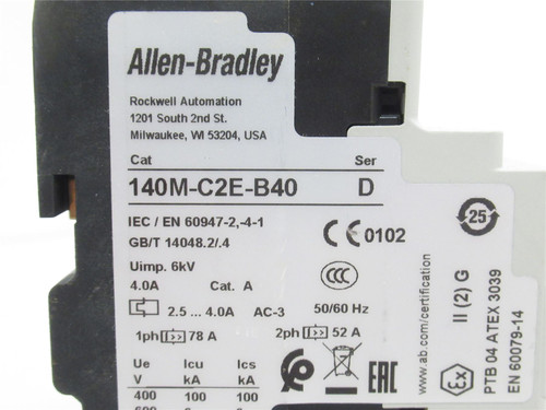 Allen-Bradley 140M-C2E-B40; Motor Protector; 2.5-4A; 3P; 600V