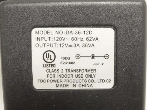 TDC Power DA-36-12D; Power Transformer; 120VAC In; 12VDC Out