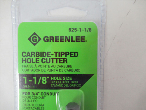 Greenlee 625-1-1/8; Carbide Tipped Hole Cutter 1-1/8" Hole Sz