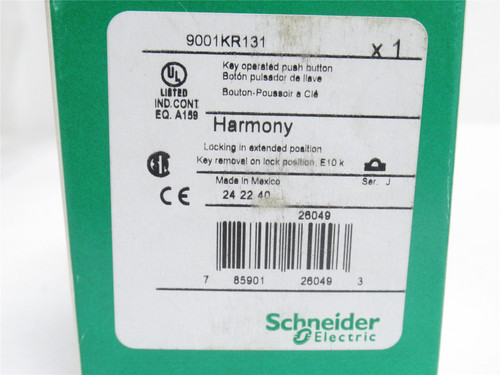 Schneider 9001KR131; Key Operated Push Button Head; 30mm