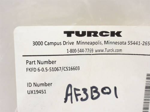 Turck FKFD 6-0.5-51067; Front Mount Sensor Receptacle UX19451