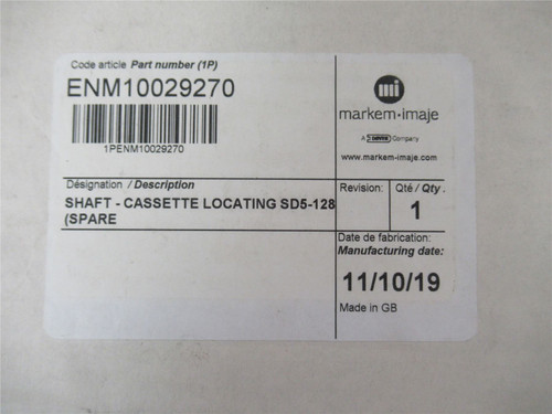 Markem ENM10029270; Shaft Cassette Locating SD5-128
