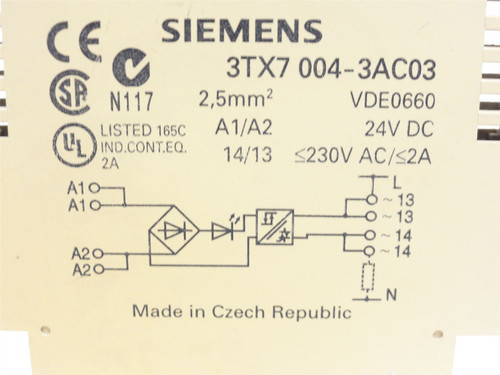 Siemens 3TX7-004-3AC03; Relay Optocoupler; 24VDC; 2A; 1-NO