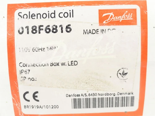 Danfoss 018F6816; Heat Pump Solenoid Coil; 110VAC; 16W; 29vA
