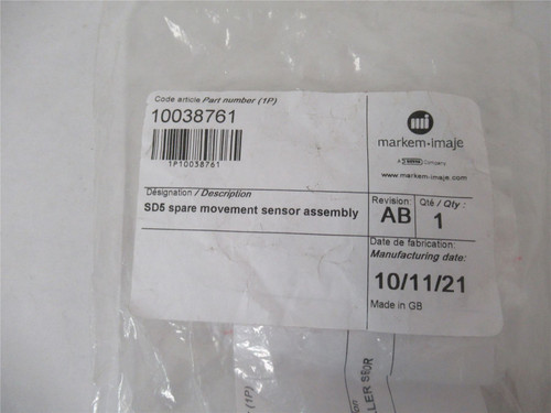 Markem 10038761; SD5 Spare Movement Sensor Assembly