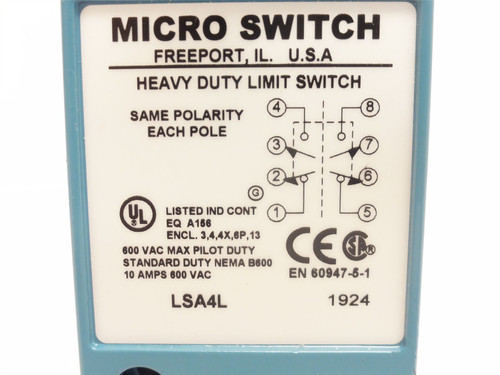 Honeywell LSA4L; Snap Action Limit Switch 10A; 600VAC; 3/4NPT