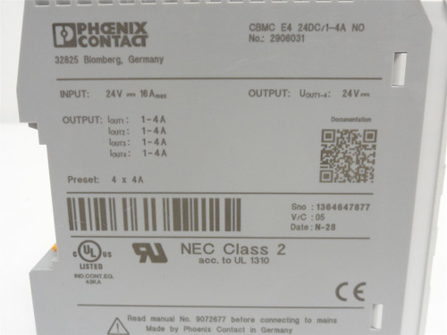 Phoenix CBMCE424DC/1-4ANO; Electronic Circuit Breaker 2906031 24VDC