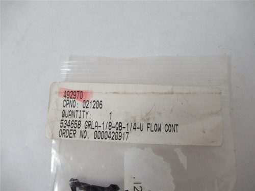 Festo 534658;  Flow Control Valve; One Way 1/8 NPT - 1/4 Tube