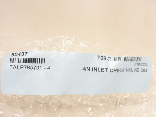 JBT TALP765701-4; Inlet Check Valve; SS-304; 4" Clamp