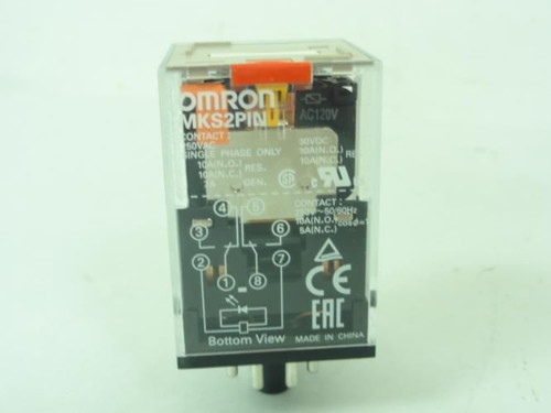 Omron MKSS2PINAC120; Relay; 10A; 8-Pin; 250VAC; Coil:120VAC