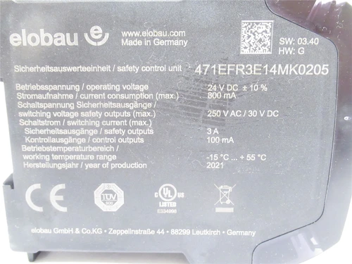 Elobau 471EFR3E14MK0205; Safety Relay 250VAC/30VDC; 3A/100mA