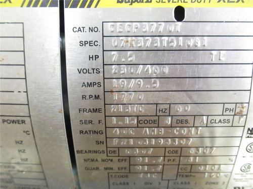 Baldor CECP3770T; AC Motor 7.5HP; 230/460V; 1765RPM; 3Ph; 60Hz