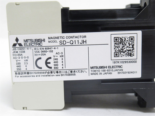 Mitsubishi SD-Q11JH; Magnetic Contactor; 20A; 3P; Coil: 24VDC