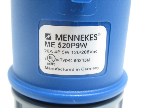 Mennekes ME520P9W; Pin/Sleeve Plug; 20A; 120/208VAC; 4P; 3PH