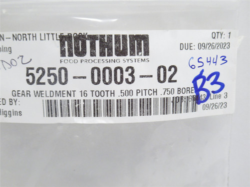 Nothum 5250-0003-02; Idler Sprocket; 3/4"ID; 16 Teeth
