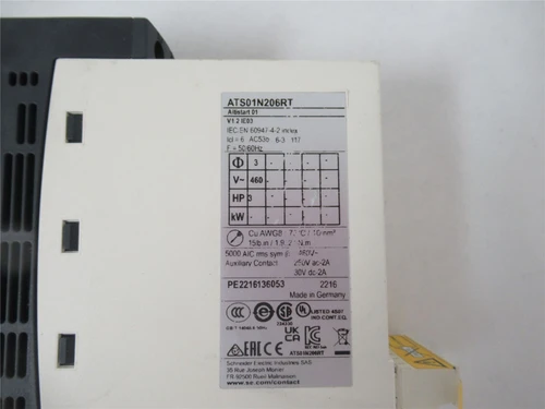 Schneider ATS01N206RT; Soft Start Drive 3HP 460VAC 3Ph