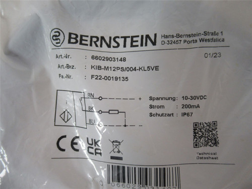 Bernstein 6602903148; Proximity Switch 10-30VDC
