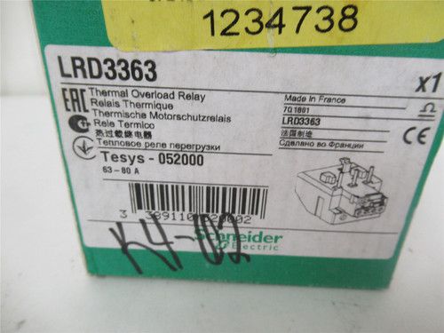 Schneider LRD3363; Overload Relay  600V 80A