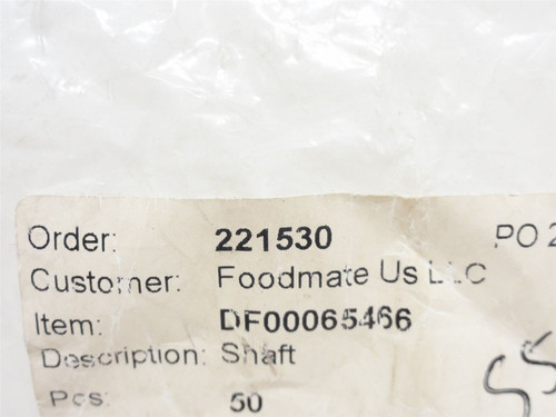 Foodmate DF00065466; Halver Blade Mount Shaft; SS; 3/4"ID
