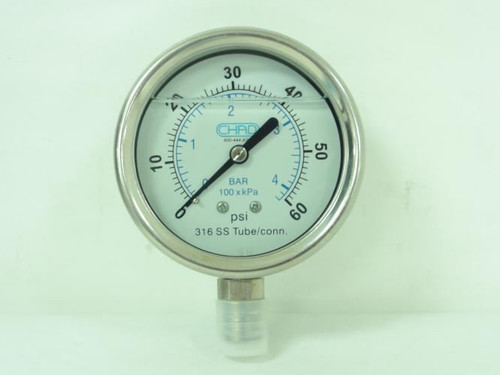 CHAD E19003914058; Pressure Gauge;0-60PSI; 1/4"NPT; 2-1/4" Face
