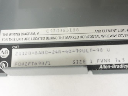 Allen-Bradley 2112B-BABD24R-40-79ULT-98; Starter 27A 3P 575VAC