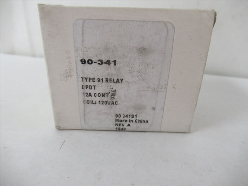 White Rodgers 90-341; Relay 2 Pole Type 91 115/120 VAC Coil