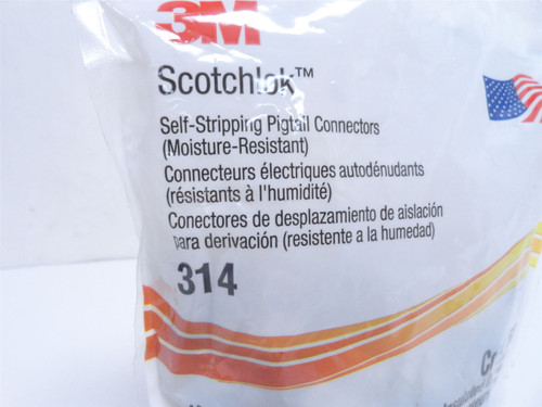 3M 314-BOX; Bag-50 Self-Stripping Pigtail Connectors 14-22AWG