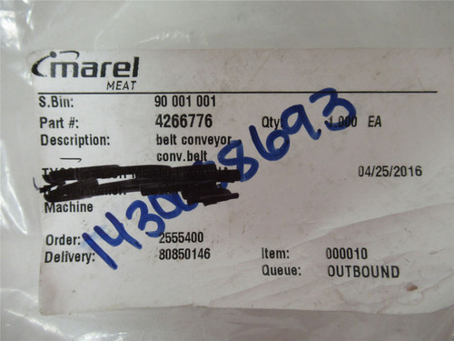 Marel 4266776; Endless Conveyor Belt 11.75" W 43" Conveyor