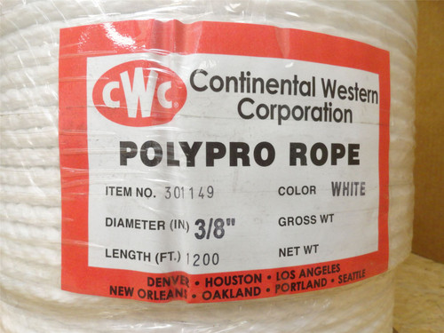 Continental Western 301149; Polypro Rope; 3/8"OD x 1200' Roll