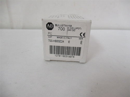 Allen-Bradley 700-HB33Z24; Relay 3 Pole 15A Coil 24VDC