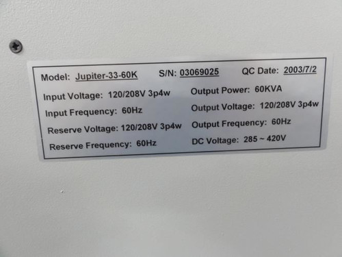 GE Jupiter-33-60K; UPS 60kVA/48KW 120/208V 3p4w