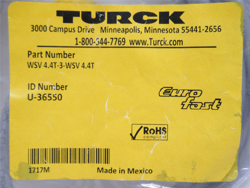 Turck WSV 4.4T-3-WSV 4.4T; Female Cordset U-36550; RA; 4-Wire