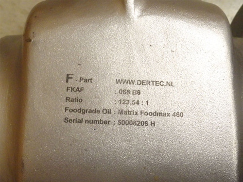 Dertec FKAF-068-B6; AC Motor Gearbox Ratio 123.5:1;  0.18kW