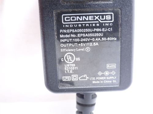 Connex EPSA050250U-P6N-EJ-C1; Power Supply; 100-240VAC In