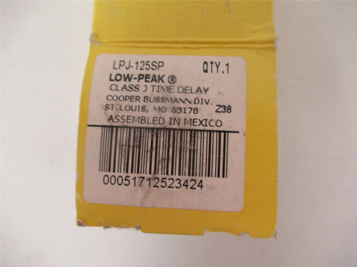 Bussmann LPJ-1255P; Fuse J Class Time-Delay 125A 600V AC