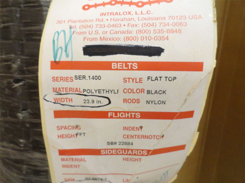 Intralox S1400-24-10; Flat Top Nylon Belt; 24" W x 10 L