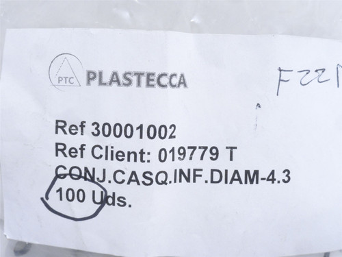 Plastecca 30001002; Bag-100; Plastic Bushings; 4.3mm Diameter