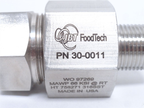 JBT 30-0011; Adaptor; SS-316; 9/16" x 3/8"