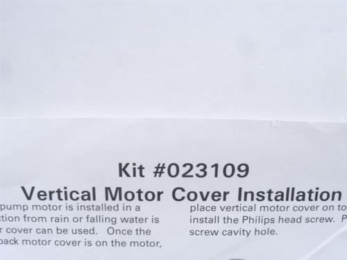 Dayton 23109; Vertical Motor Cover Kit