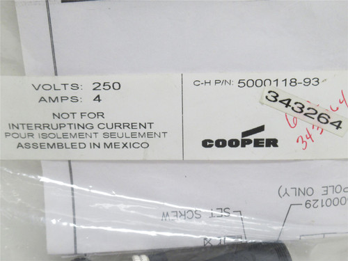 Cooper 5000118-93; Male Interconnect Assembly; 4A/300V Max