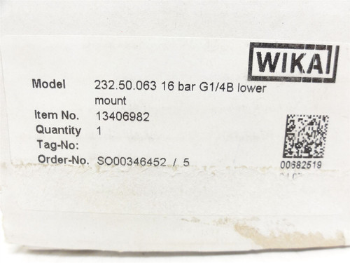 Wika 232.50.063; Pressure Gauge; 0-160PSI; 2.5" Dial; 1/4NPT