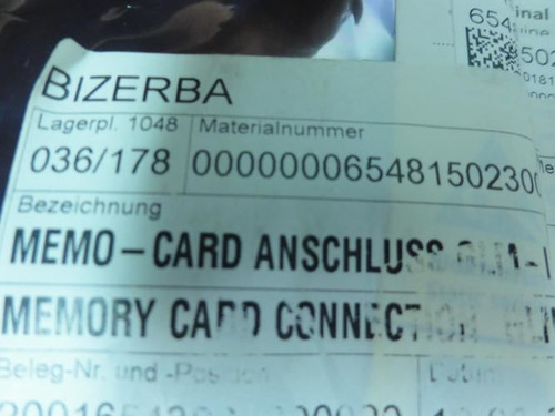 Bizerba 65481502300; Memory Card Connection GLM-I