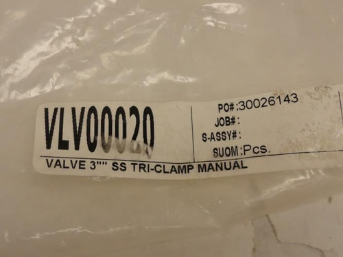 MFG- BV-23-HA300; Sanitary Valve VLV00020 SS; Size: 3"; 1000WOG